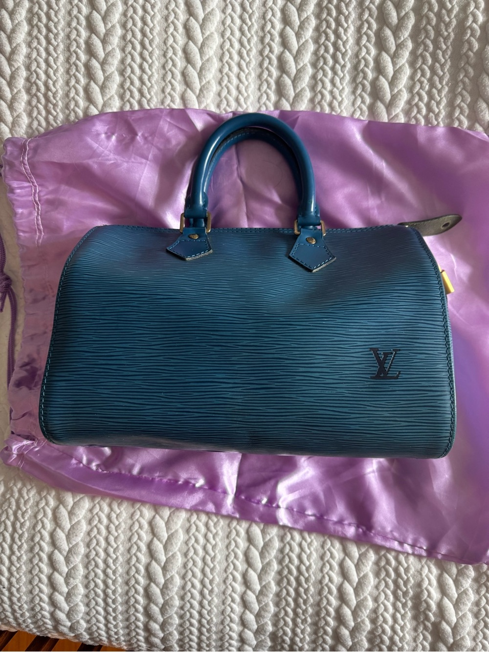 Louis Vuitton Teal Epi Leather Satchel